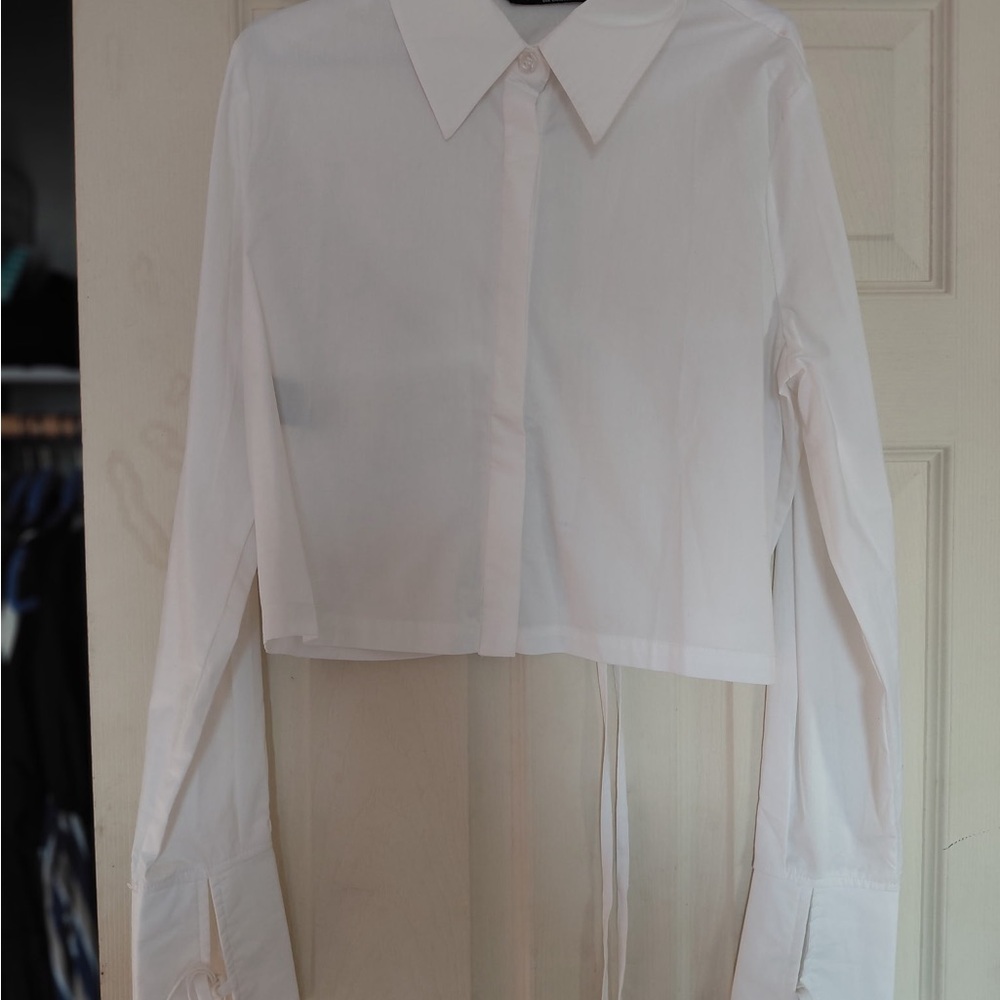 Disturbia White Button Down Crop Shirt